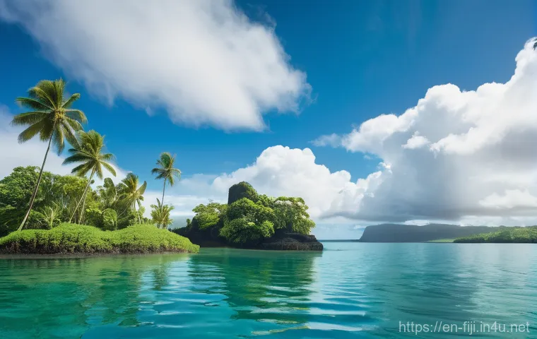 피지의 원주민 신앙 - **Prompt 1: The Serpent Architect's Embrace - Degei's Realm**
    An awe-inspiring, high-angle panor...