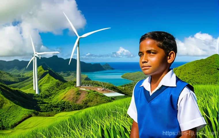 피지의 경제 성장 전망 - **Fijian Agricultural Innovation and Local Commerce:**
    A dynamic village scene showcasing a thri...