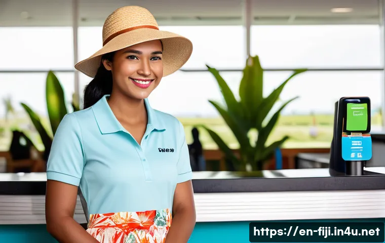 피지에서의 휴대폰 유심 구입 - **Prompt 1: Airport Arrival & SIM Acquisition**
    "A vibrant, welcoming scene at Nadi Internationa...